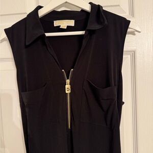 Michael Kors Black Zippered Sleeveless Top